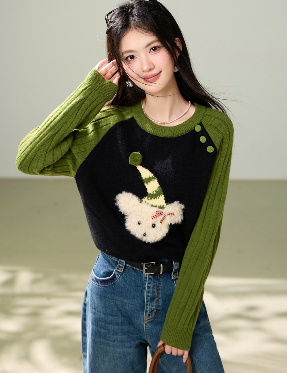 Lazy small fellow tops knitted autumn and winter sweater