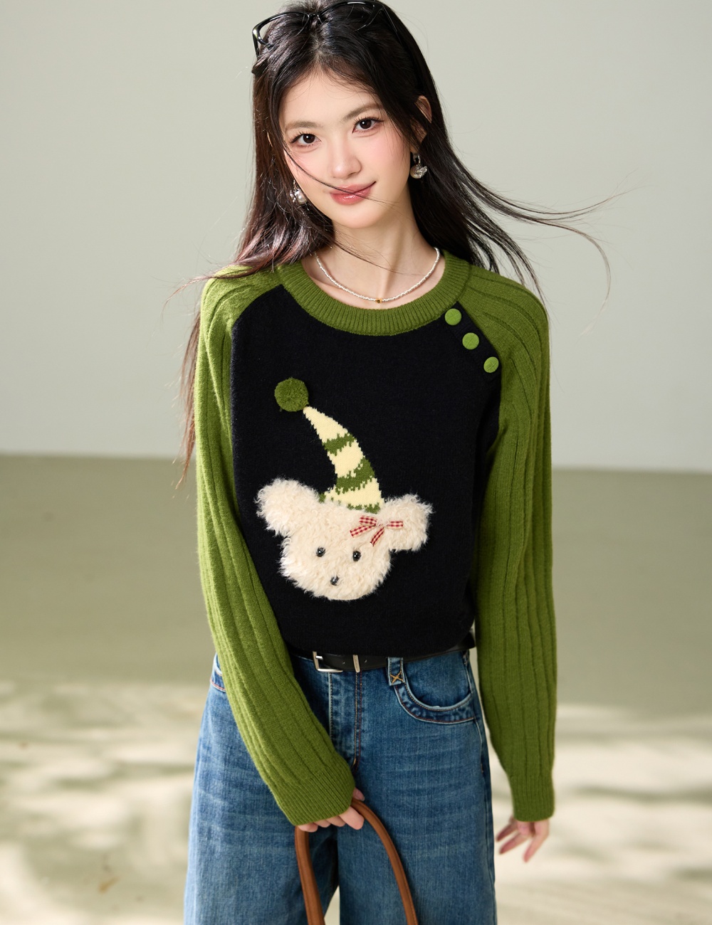 Lazy small fellow tops knitted autumn and winter sweater