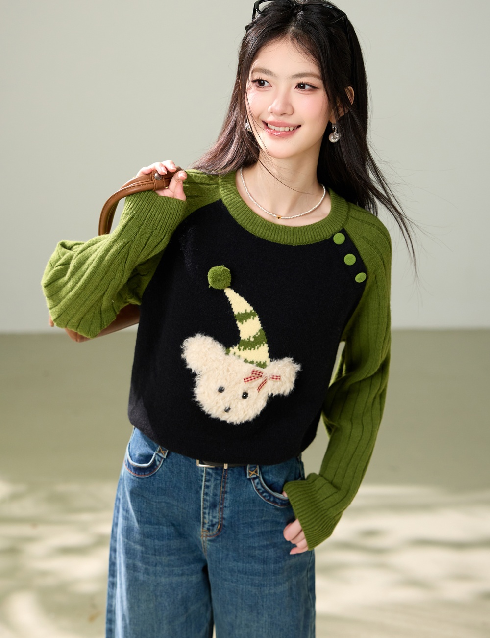 Lazy small fellow tops knitted autumn and winter sweater