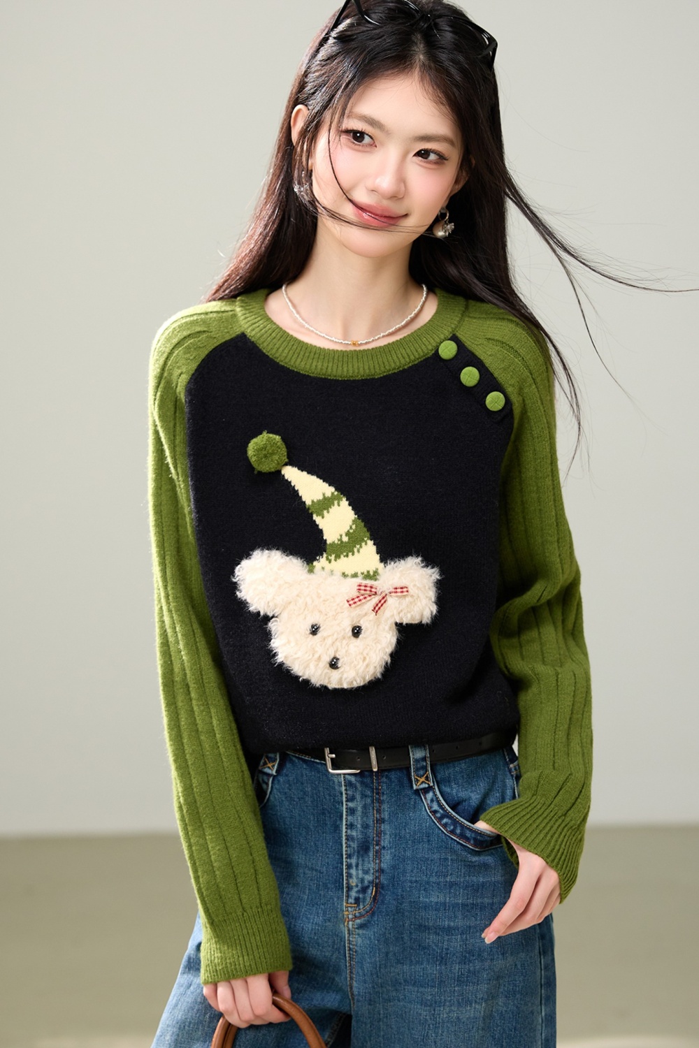 Lazy small fellow tops knitted autumn and winter sweater