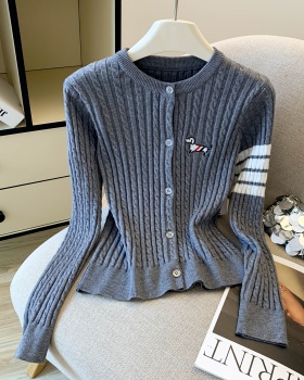Round neck knitted coat show young cardigan for women