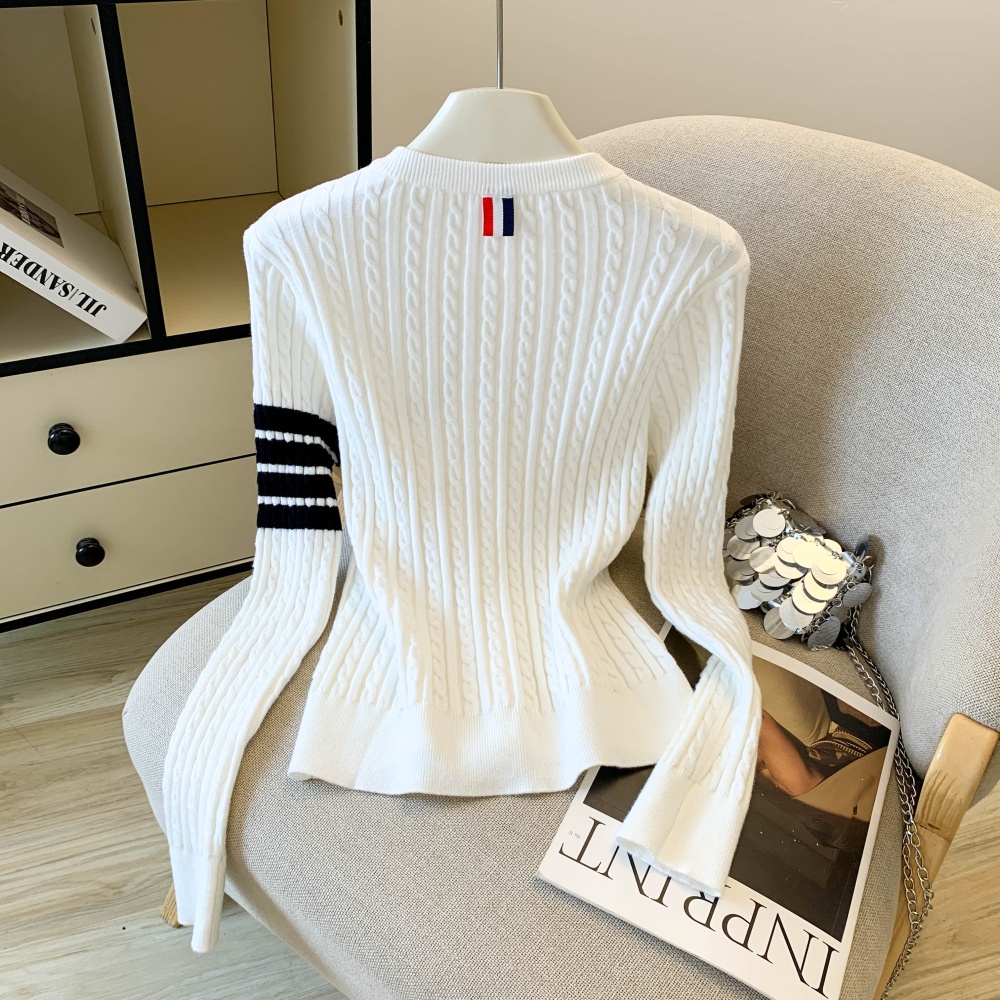 Round neck knitted coat show young cardigan for women