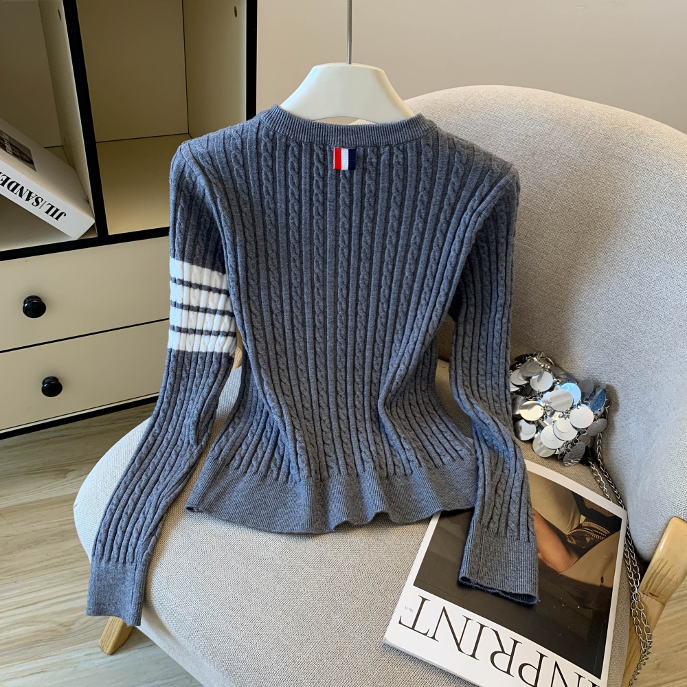 Round neck knitted coat show young cardigan for women