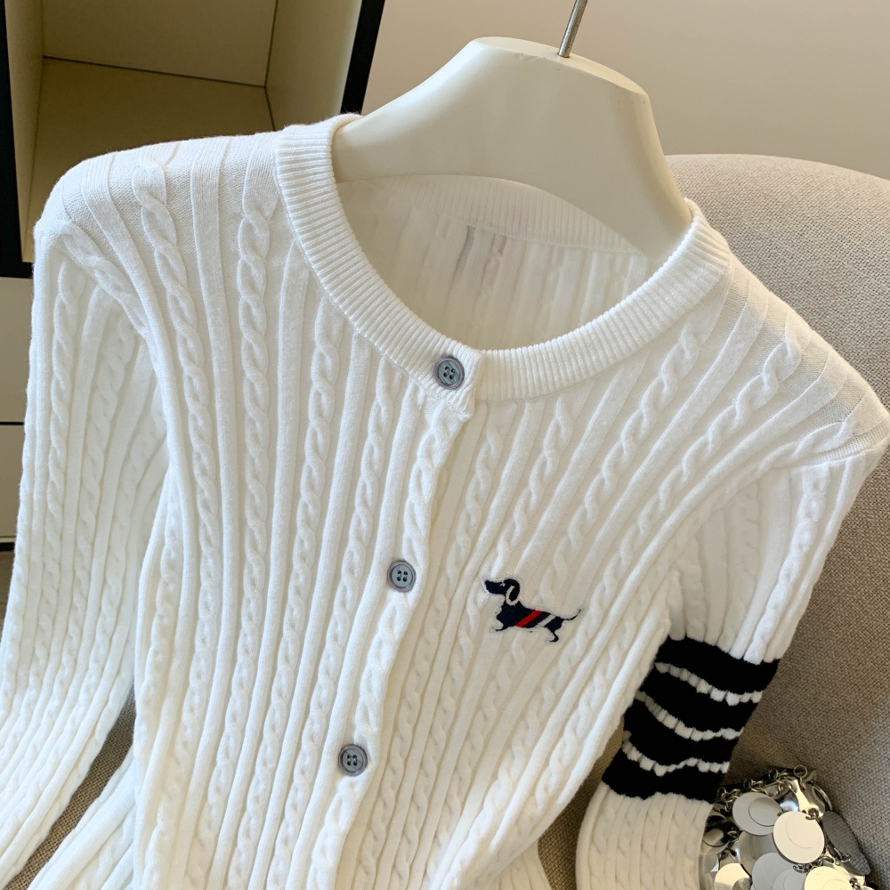 Round neck knitted coat show young cardigan for women