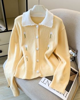 Autumn embroidered knitted cardigan lazy loose sweater