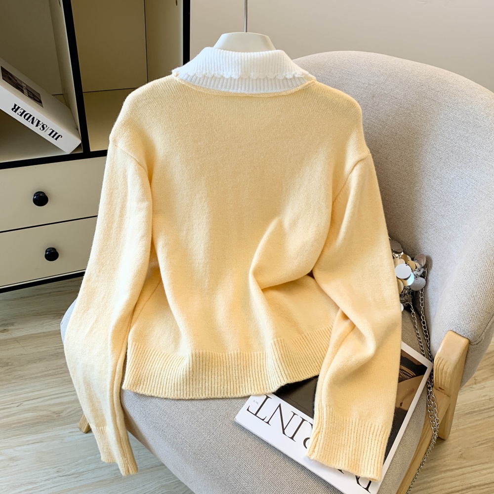 Autumn embroidered knitted cardigan lazy loose sweater