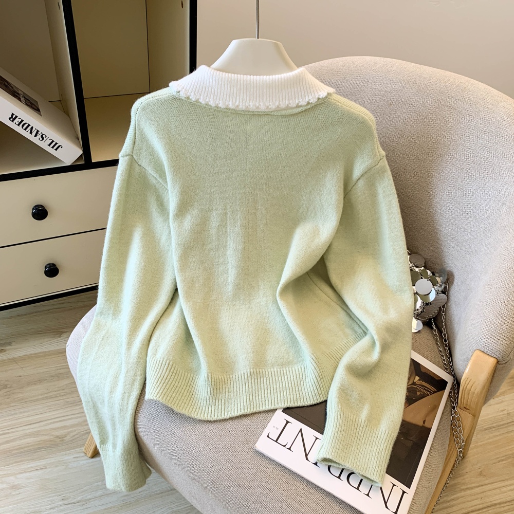 Autumn embroidered knitted cardigan lazy loose sweater