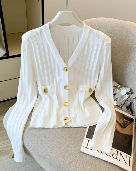Metal buckles slim cardigan chanelstyle tops for women