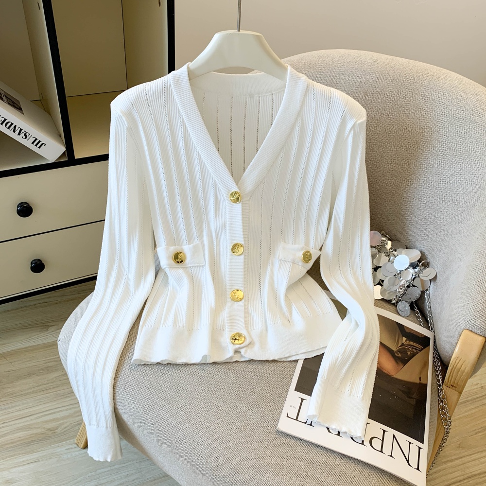 Metal buckles slim cardigan chanelstyle tops for women