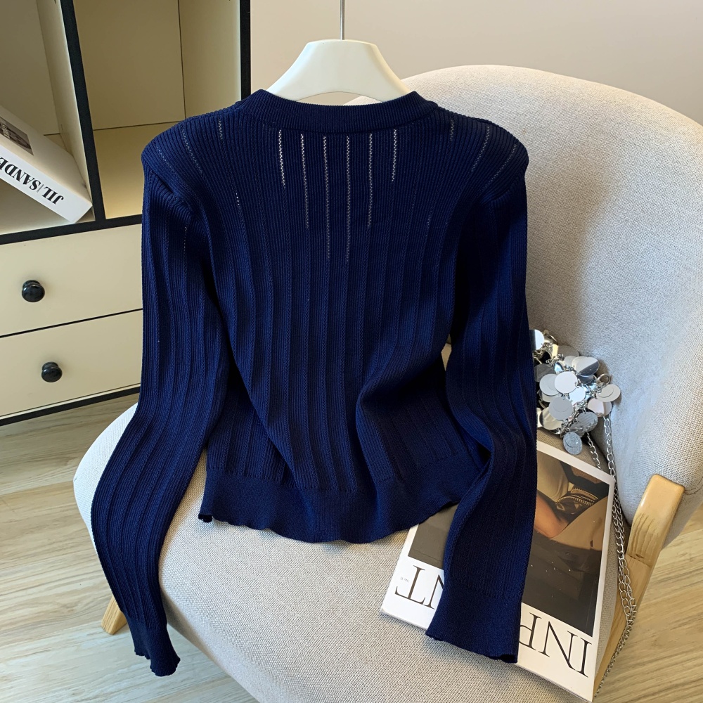 Metal buckles slim cardigan chanelstyle tops for women