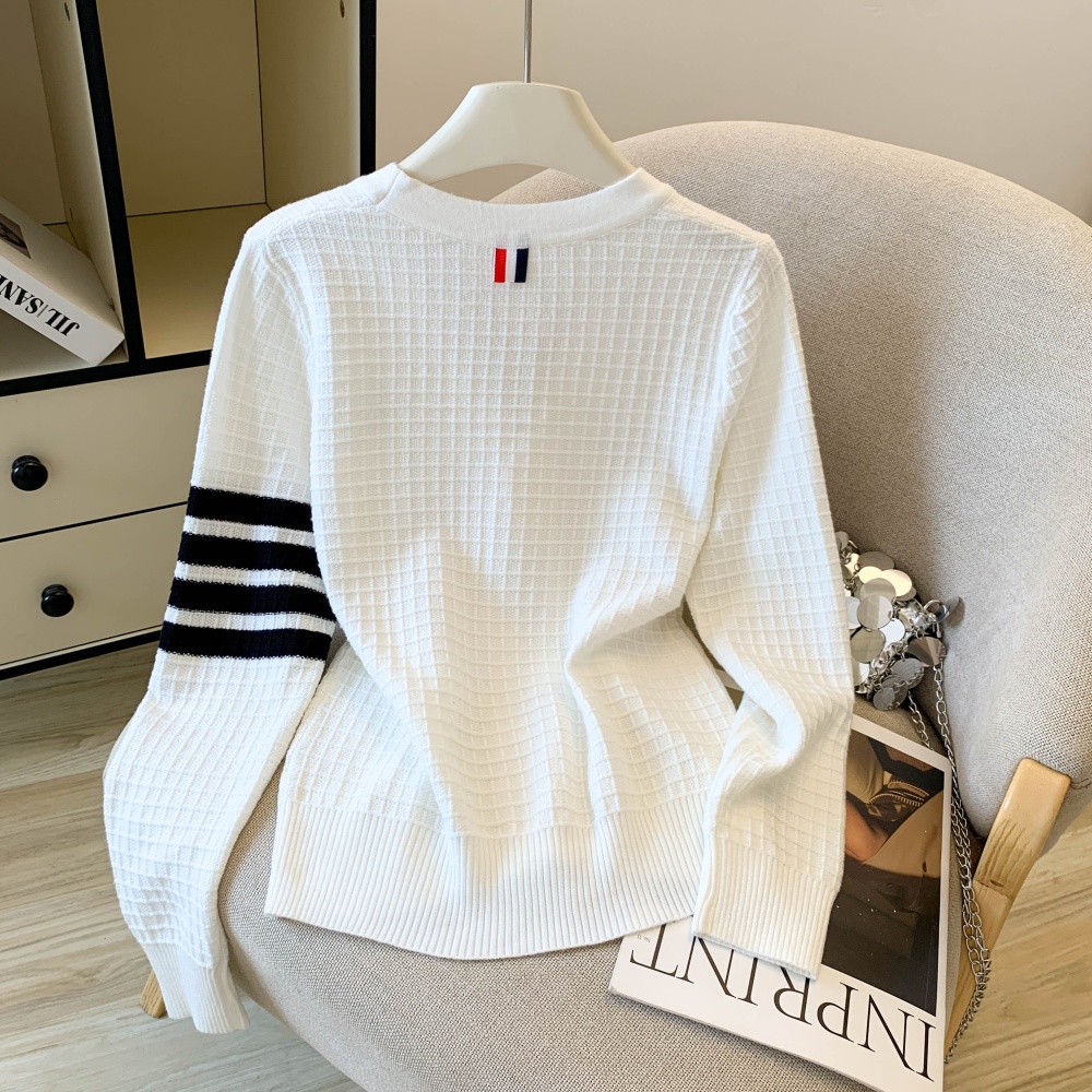 V-neck British style cardigan embroidery puppy tops