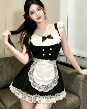 Splice lovely dress lace black-white night dress a set