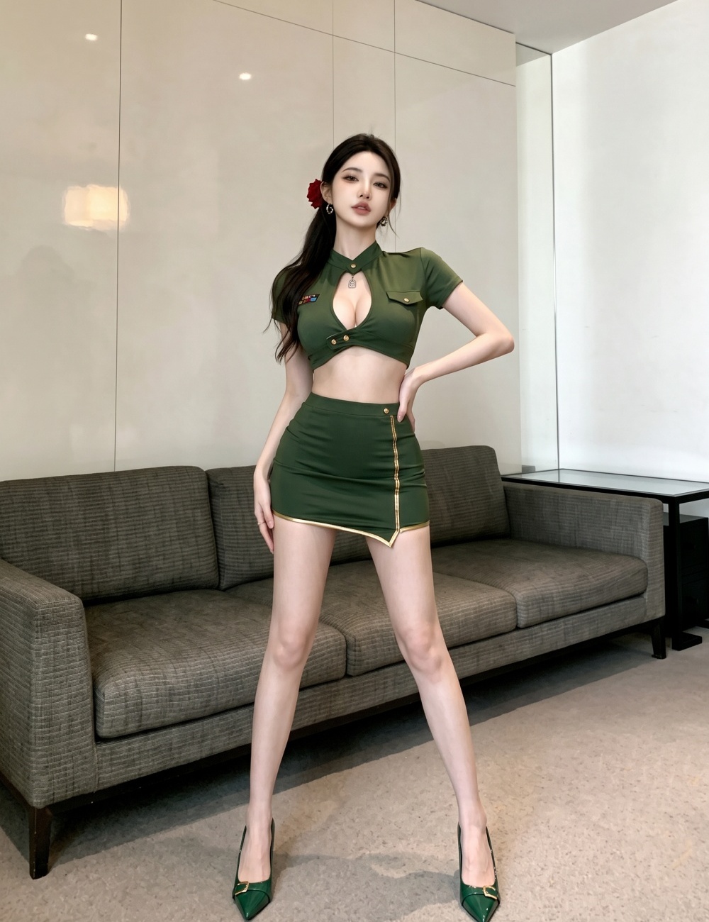 Short bar spicegirl sexy tight uniform 2pcs set