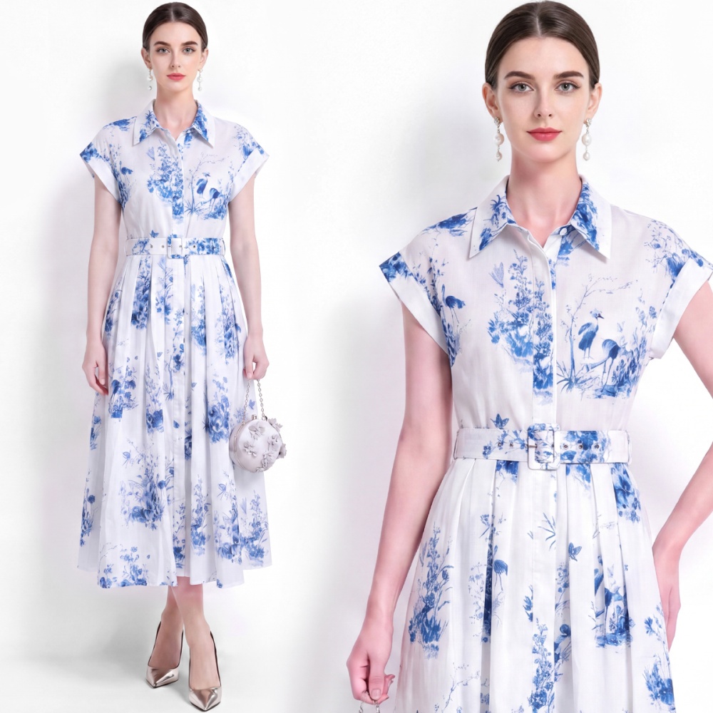 Elegant slim shirt temperament A-line dress