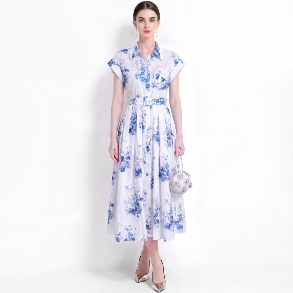 Elegant slim shirt temperament A-line dress
