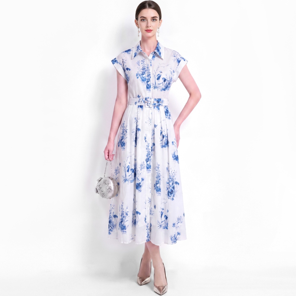 Elegant slim shirt temperament A-line dress
