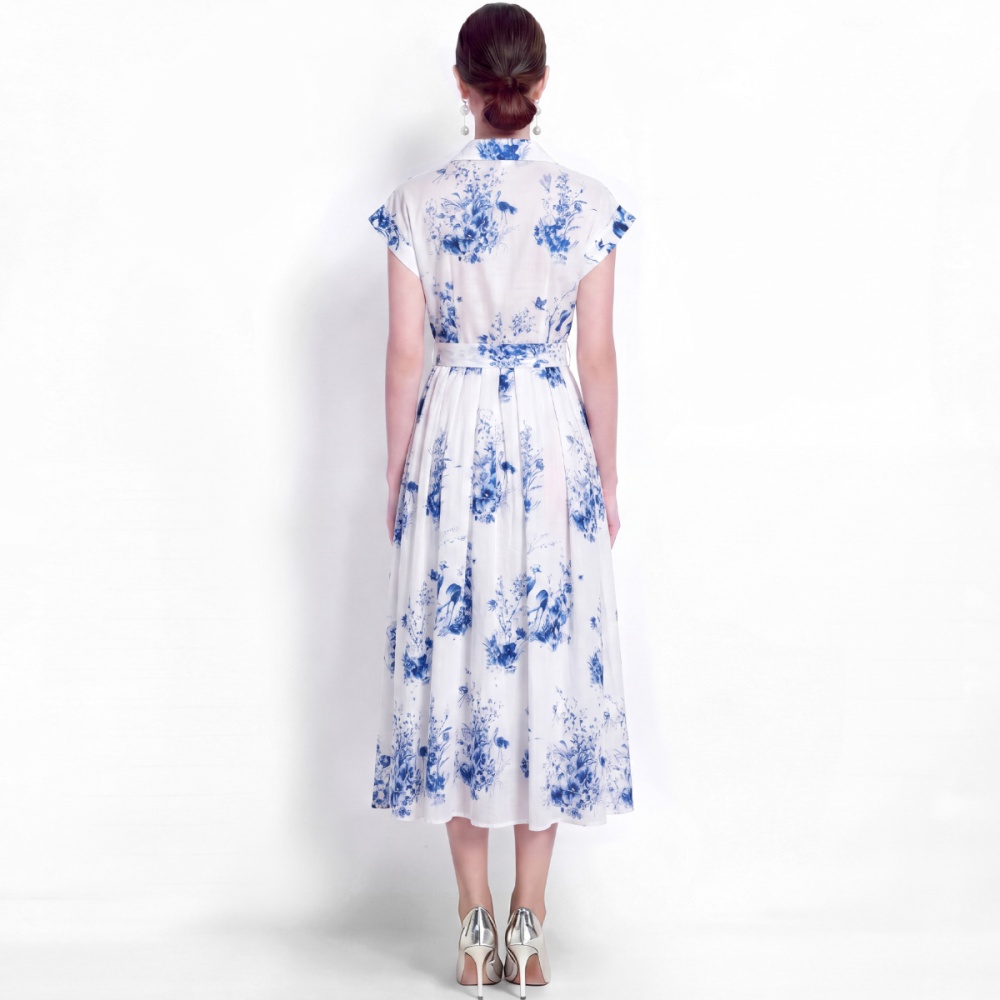 Elegant slim shirt temperament A-line dress