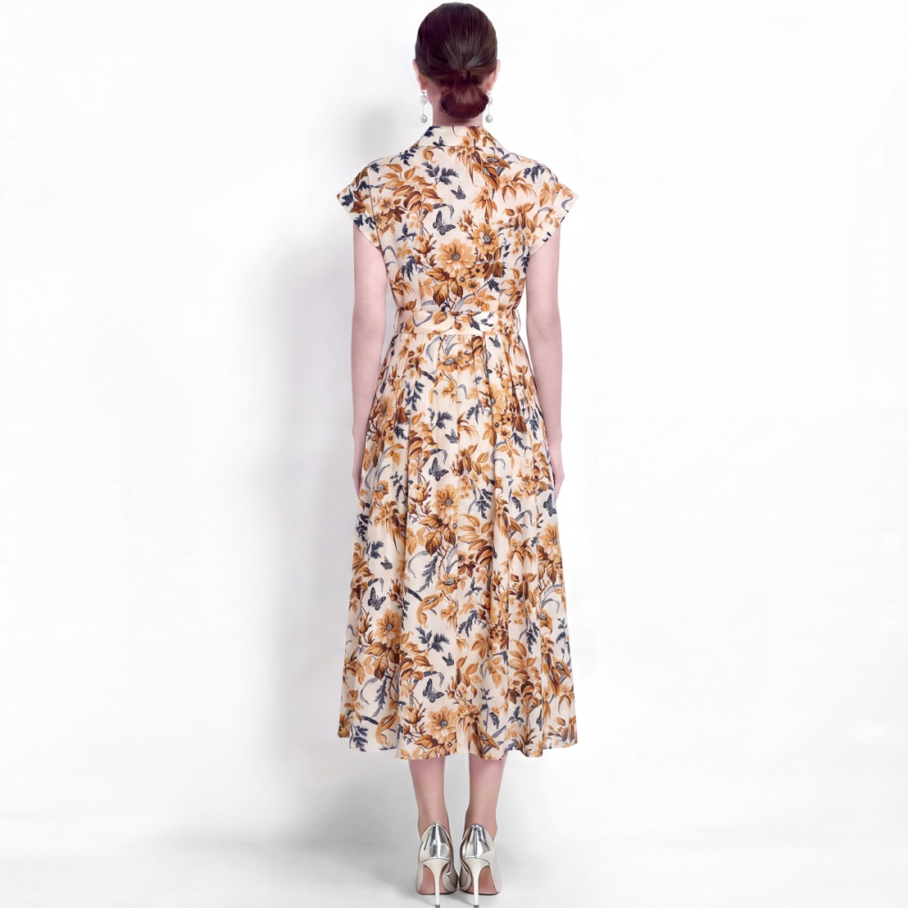 Slim temperament shirt A-line pinched waist dress