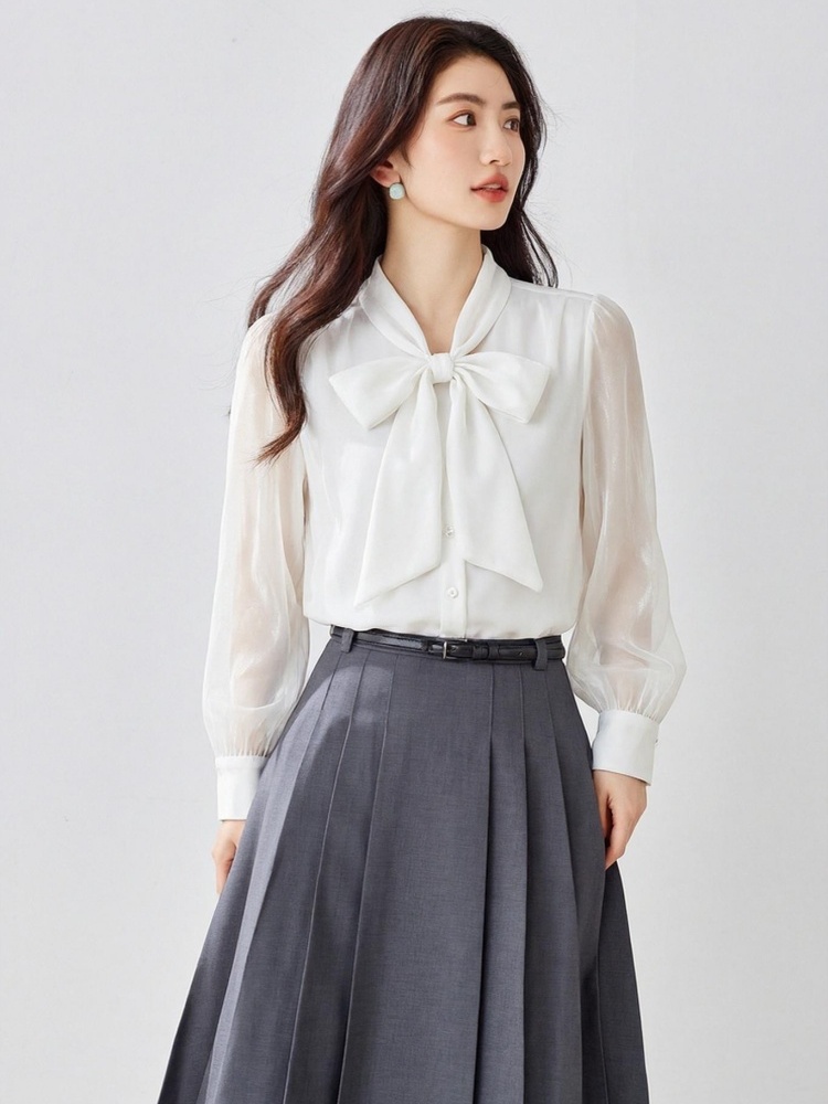Long sleeve temperament pure shirt for women