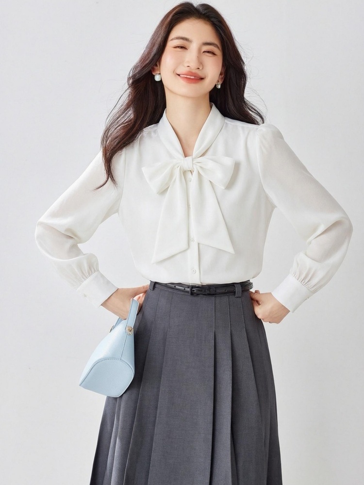 Long sleeve temperament pure shirt for women