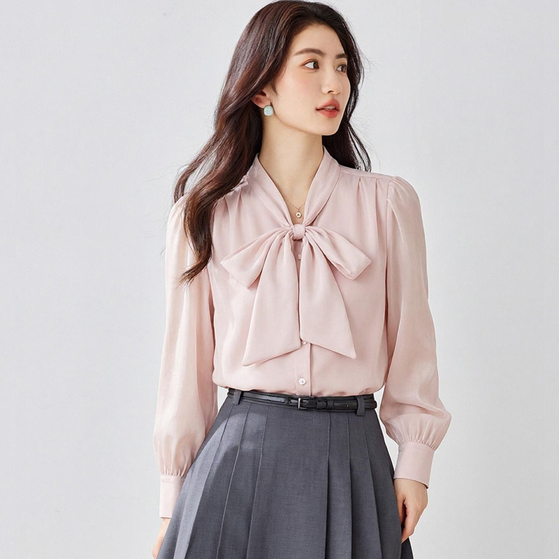 Long sleeve temperament pure shirt for women