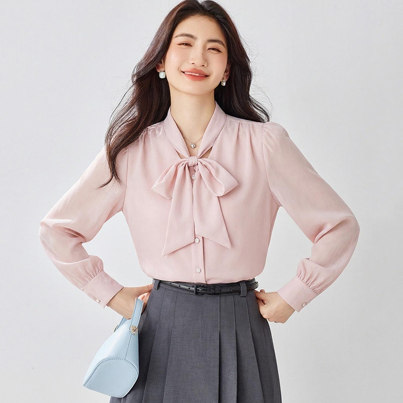 Long sleeve temperament pure shirt for women