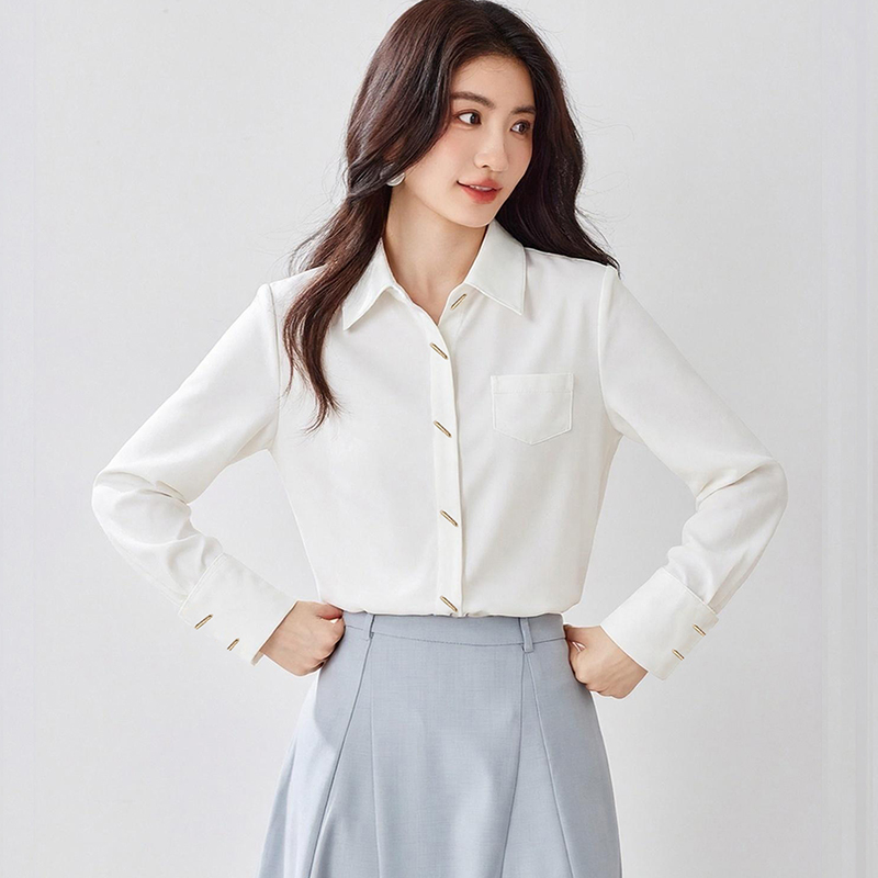 Spring and autumn shirt commuting tops for women
