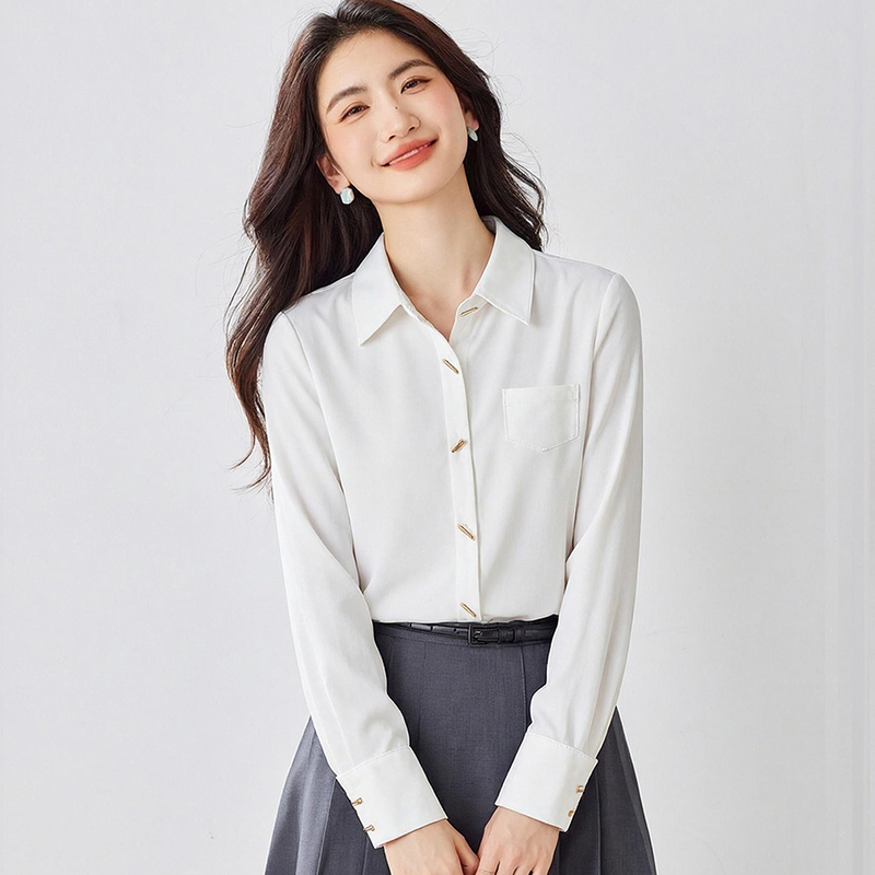 Spring and autumn shirt commuting tops for women