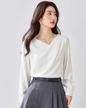 Spring satin France style tops temperament autumn shirt
