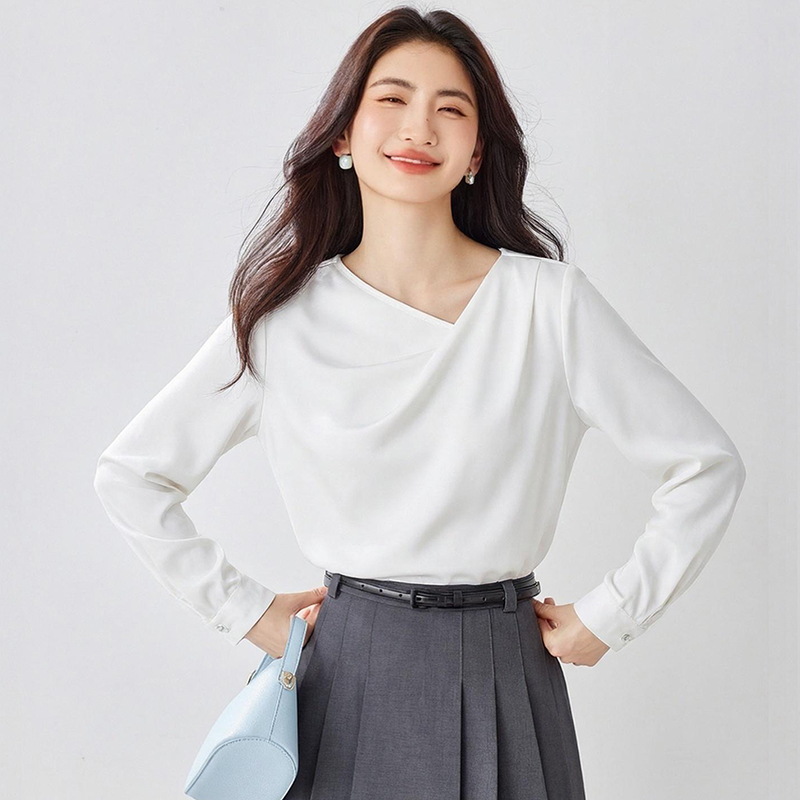 Spring satin France style tops temperament autumn shirt