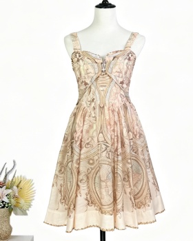 Silk linen short sling autumn dress