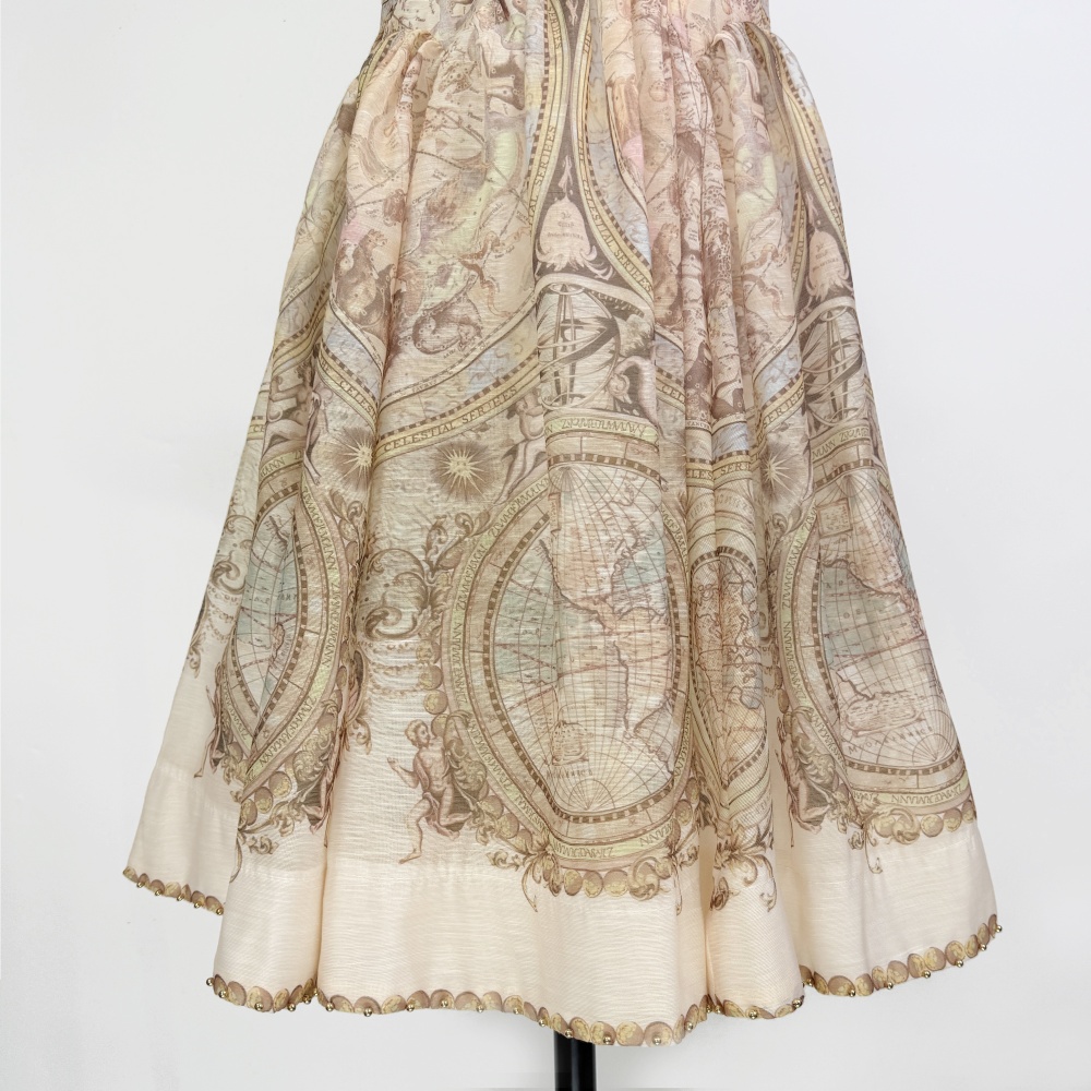 Silk linen short sling autumn dress