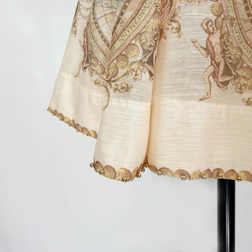 Silk linen short sling autumn dress