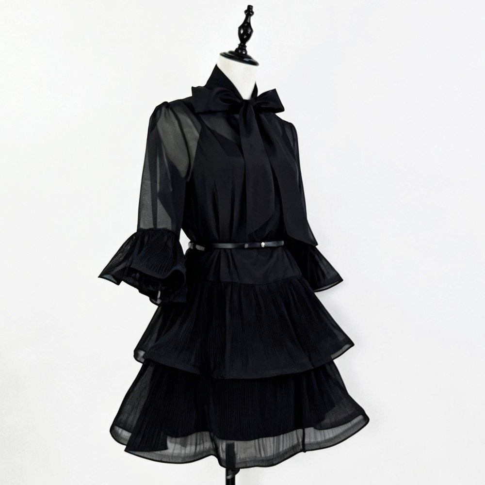 Printing light luxury T-back cake bow decoration dress