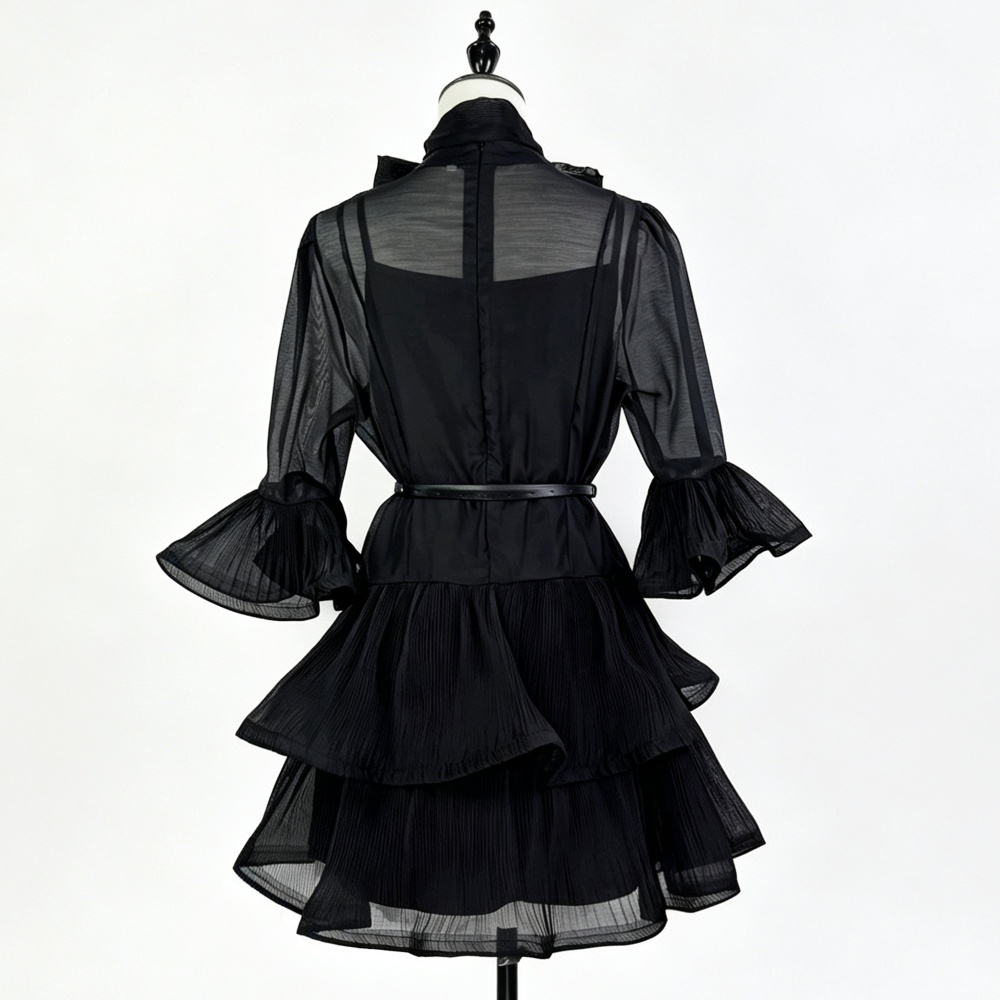 Printing light luxury T-back cake bow decoration dress