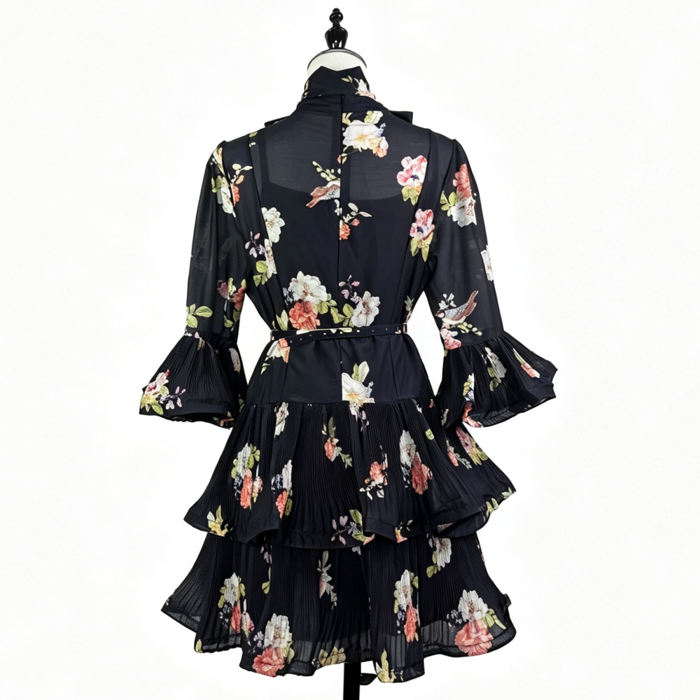 Printing light luxury T-back cake bow decoration dress