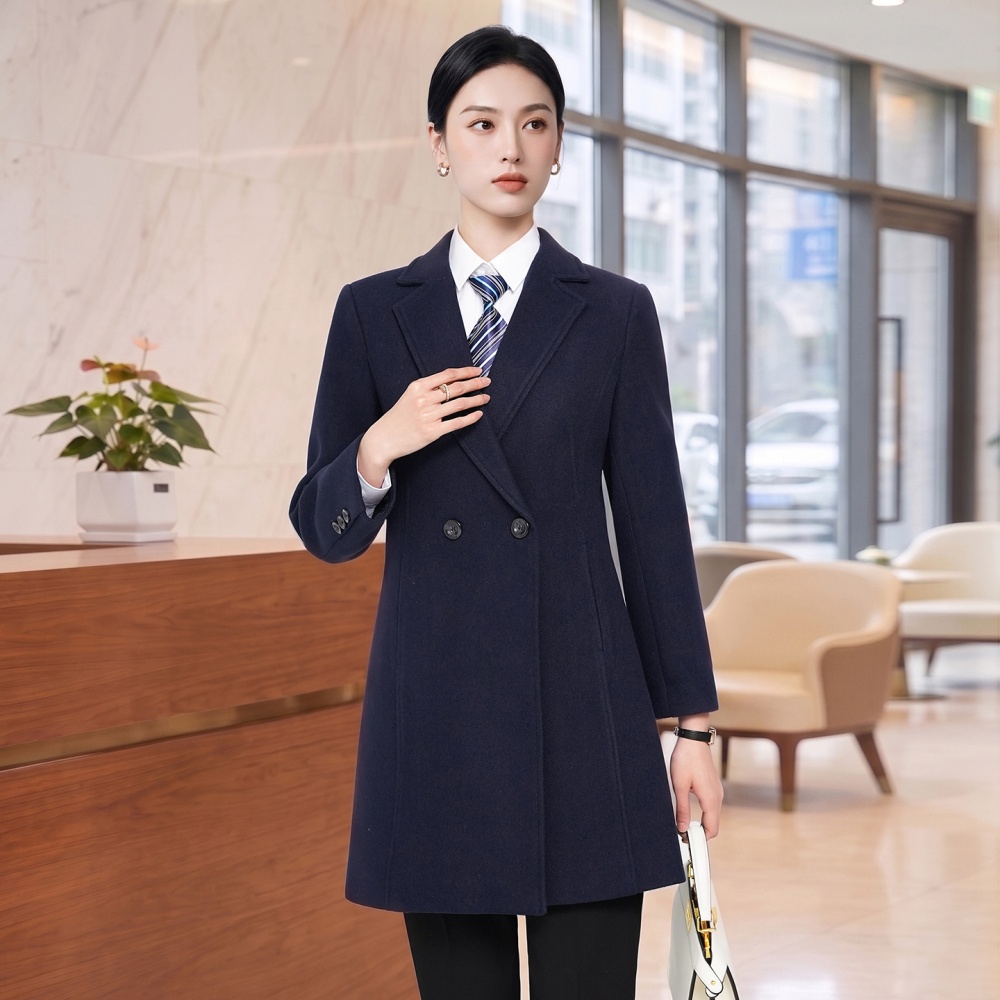 Woolen coat single-breasted overcoat for women