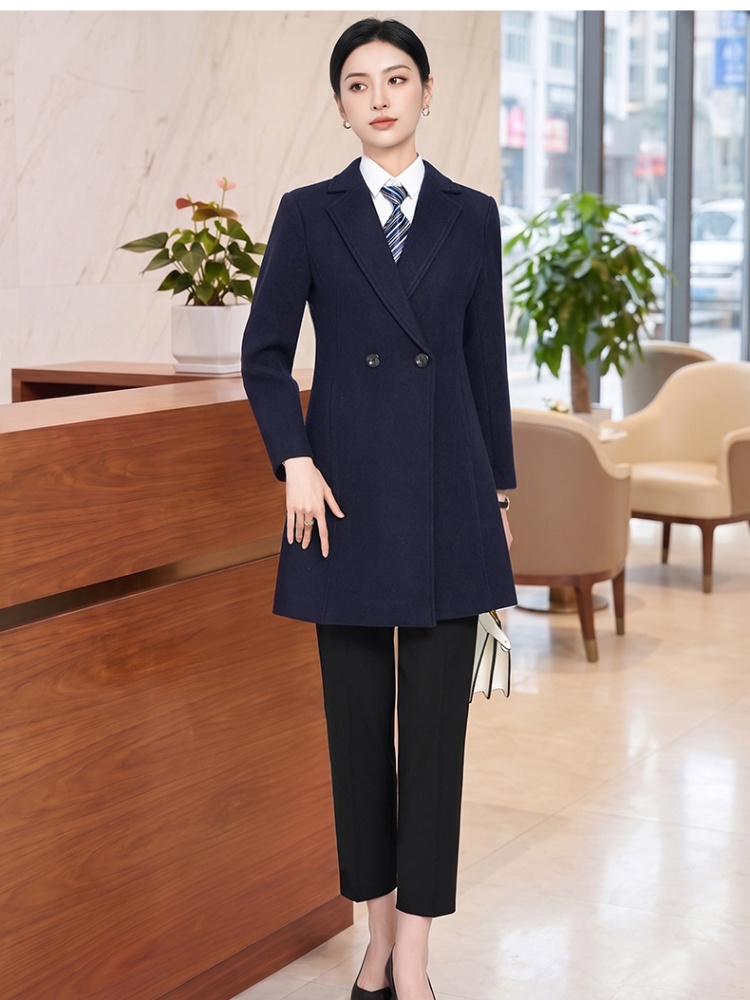 Woolen coat single-breasted overcoat for women