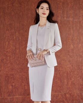 Slim dress pinched waist long dress 2pcs set for women