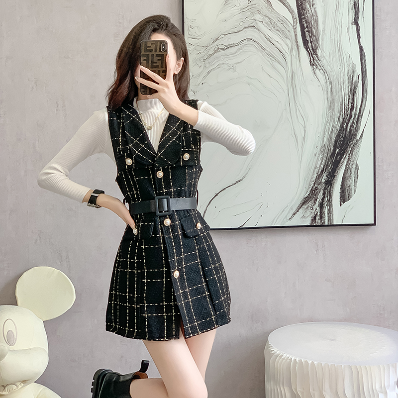 Chanelstyle fashion elegant Pseudo-two dress