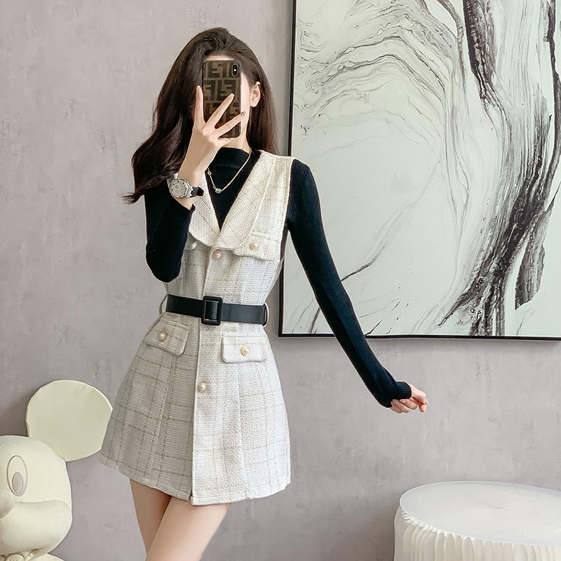 Chanelstyle fashion elegant Pseudo-two dress