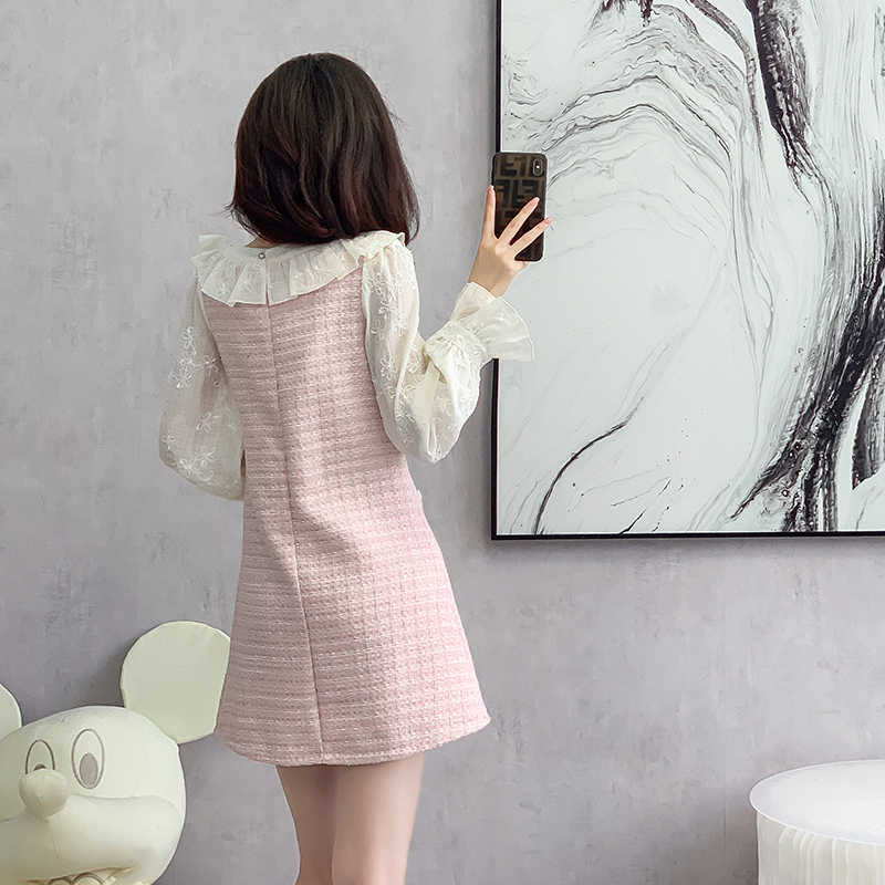 V-neck France style autumn show young dress for women
