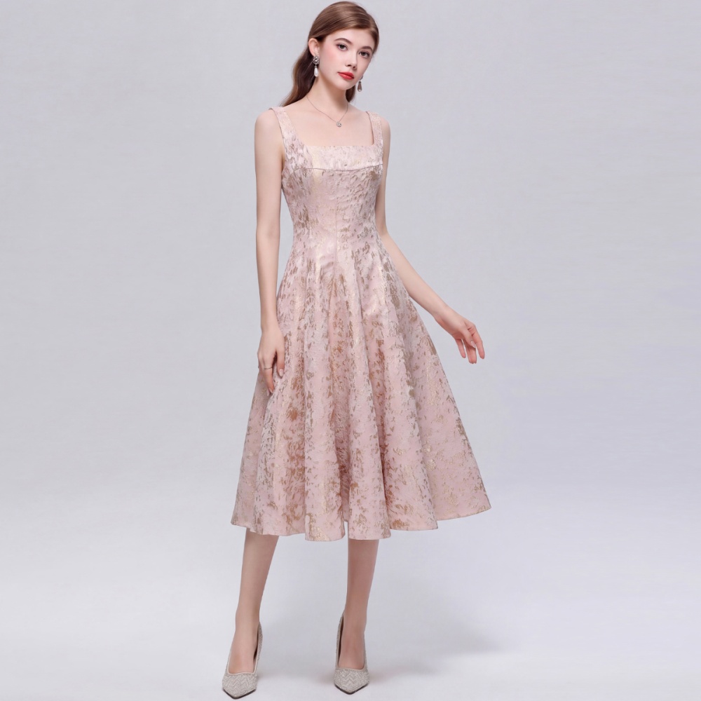 Elegant pinched waist temperament sling slim dress for women