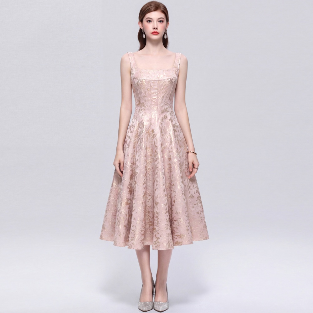 Elegant pinched waist temperament sling slim dress for women