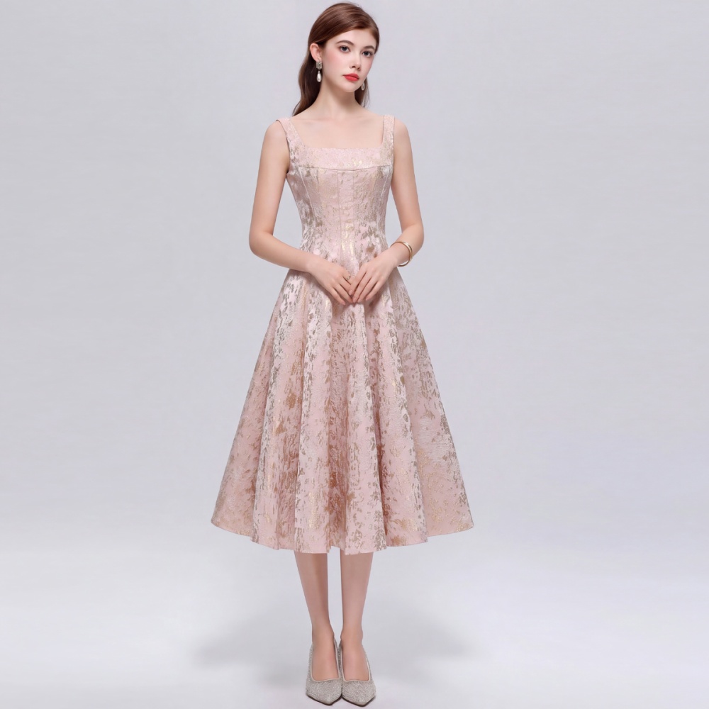 Elegant pinched waist temperament sling slim dress for women