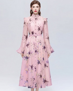 Long sleeve dress big skirt long dress for women