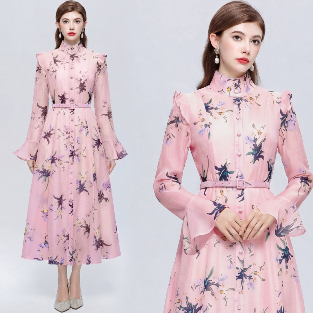 Long sleeve dress big skirt long dress for women