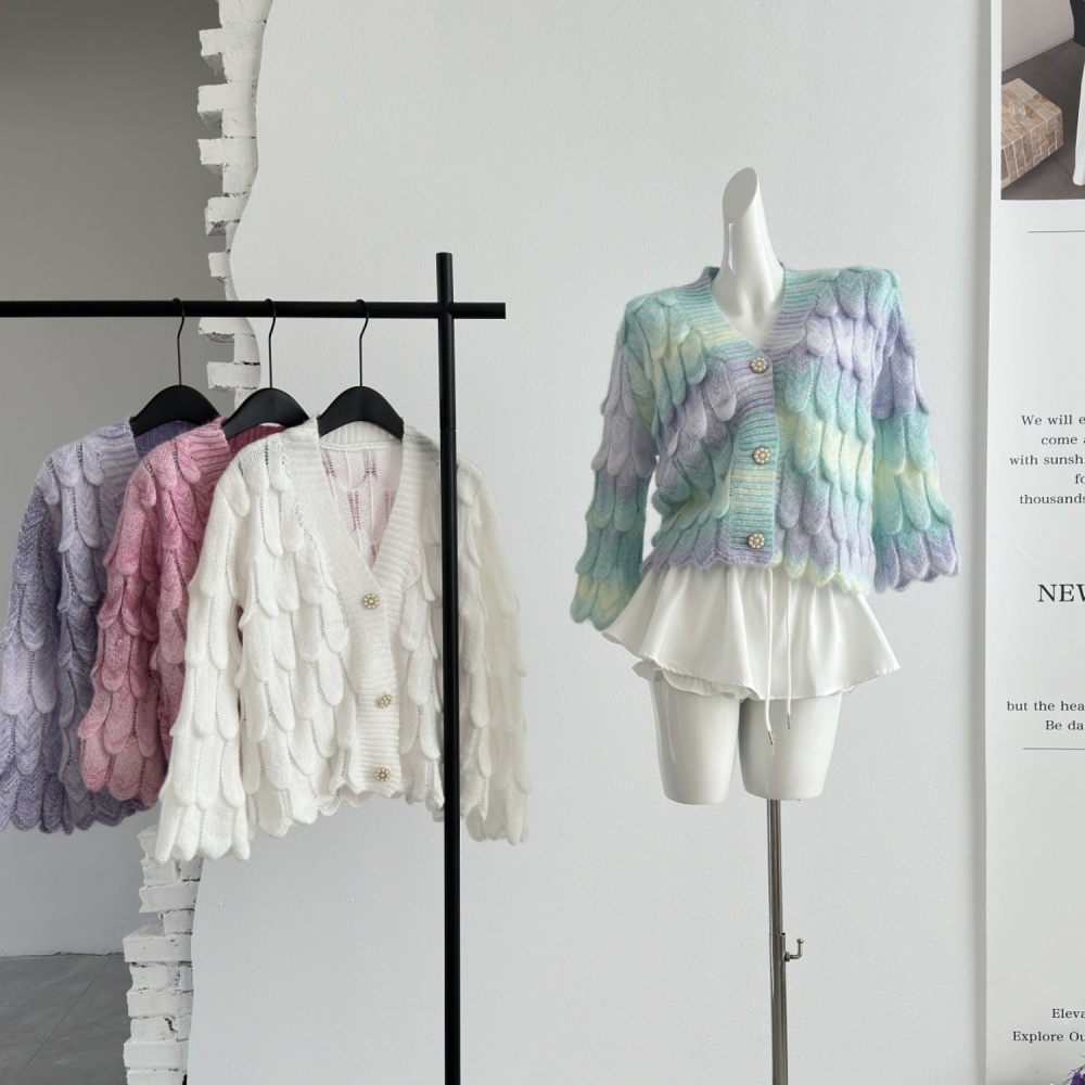 Knitted gradient sweater long sleeve autumn tops for women
