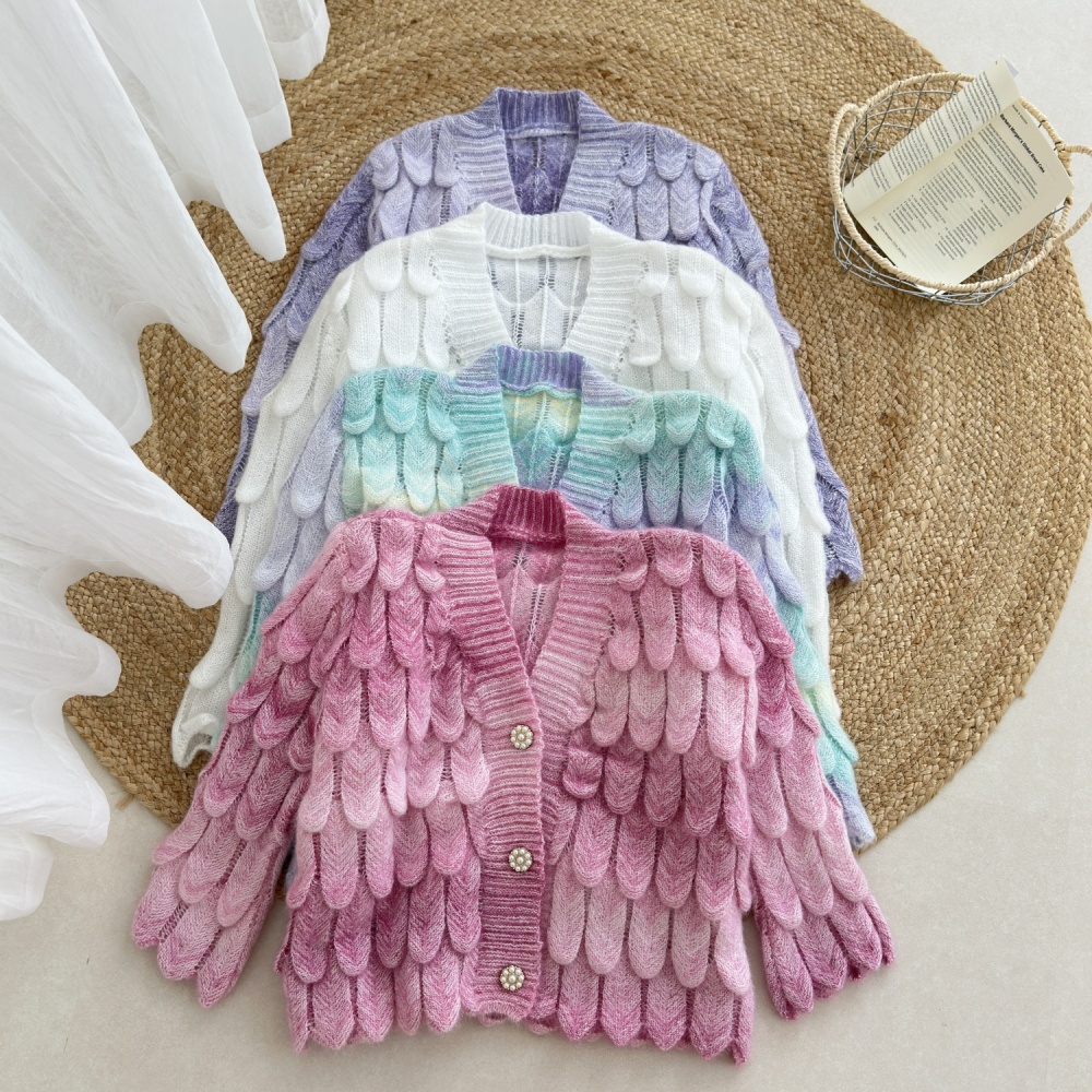 Knitted gradient sweater long sleeve autumn tops for women
