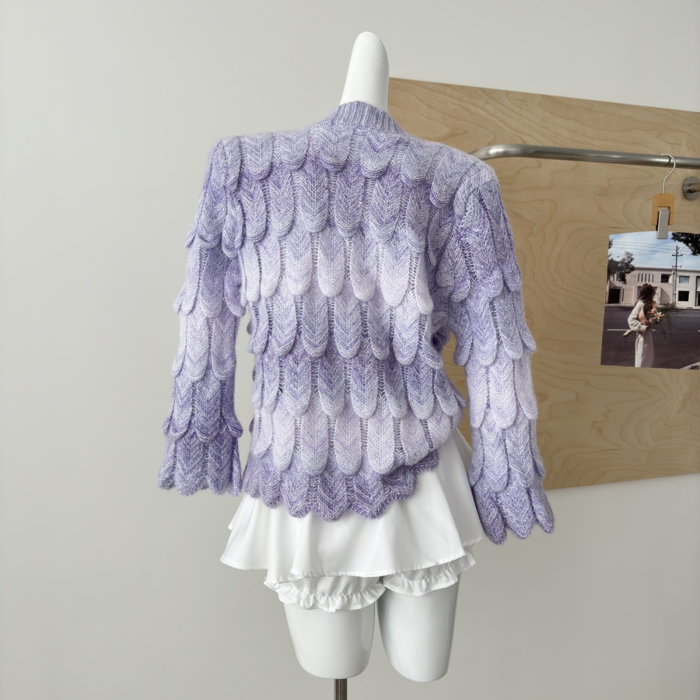 Knitted gradient sweater long sleeve autumn tops for women